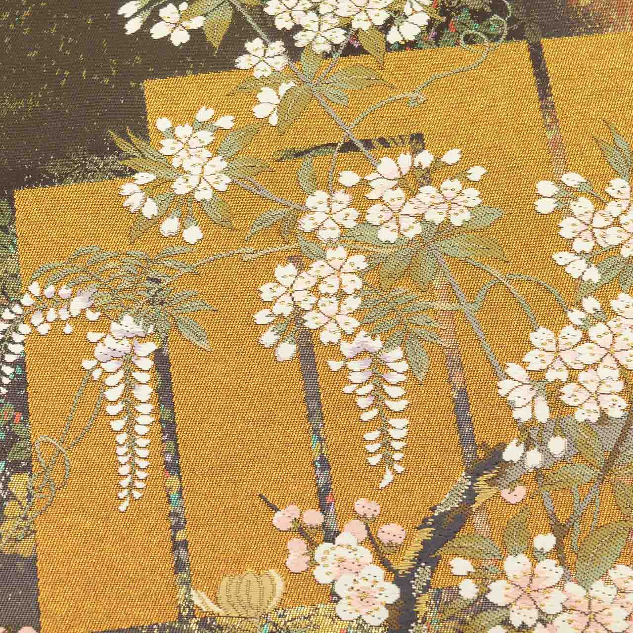 Vintage Japanese Obi | Fukuro Obi | Brown Gold Silk | Genji-ko Floral | Kara-ori Hikihaku | Formal | Sustainable | uu2740b