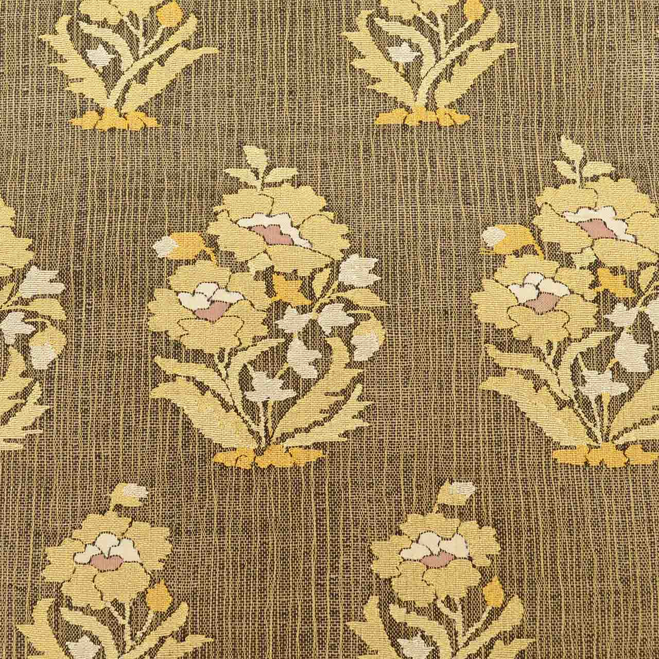 Vintage Japanese Obi | Summer Fukuro Obi | Brown Gold Silk | Botanical Pattern | Hikihaku | Excellent | Sustainable | uu2743b