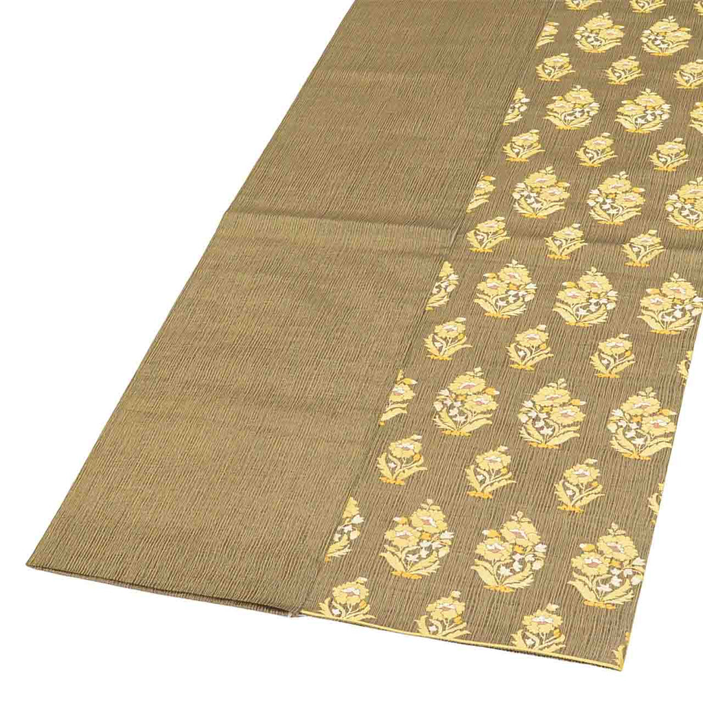 Vintage Japanese Obi | Summer Fukuro Obi | Brown Gold Silk | Botanical Pattern | Hikihaku | Excellent | Sustainable | uu2743b