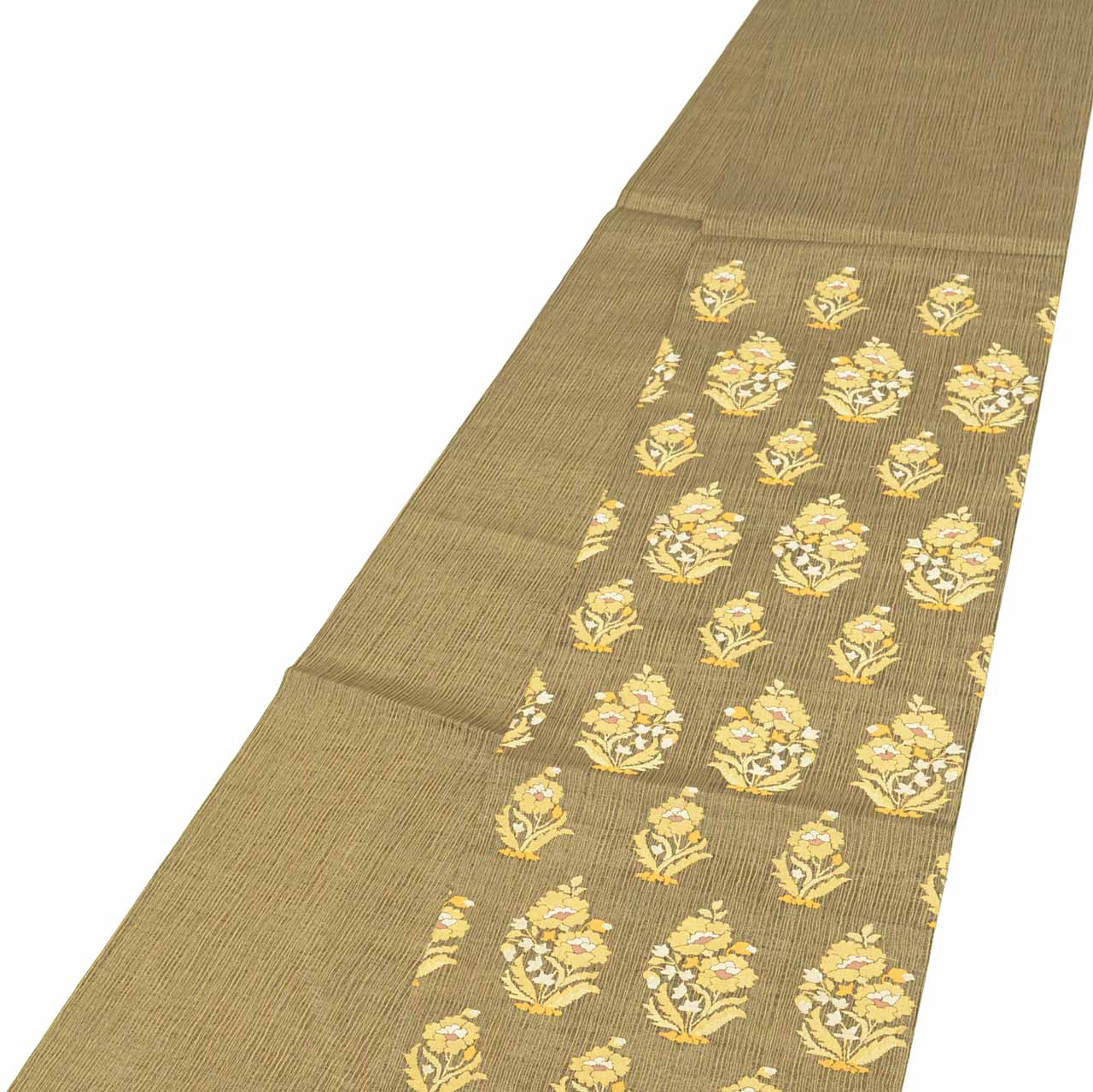 Vintage Japanese Obi | Summer Fukuro Obi | Brown Gold Silk | Botanical Pattern | Hikihaku | Excellent | Sustainable | uu2743b