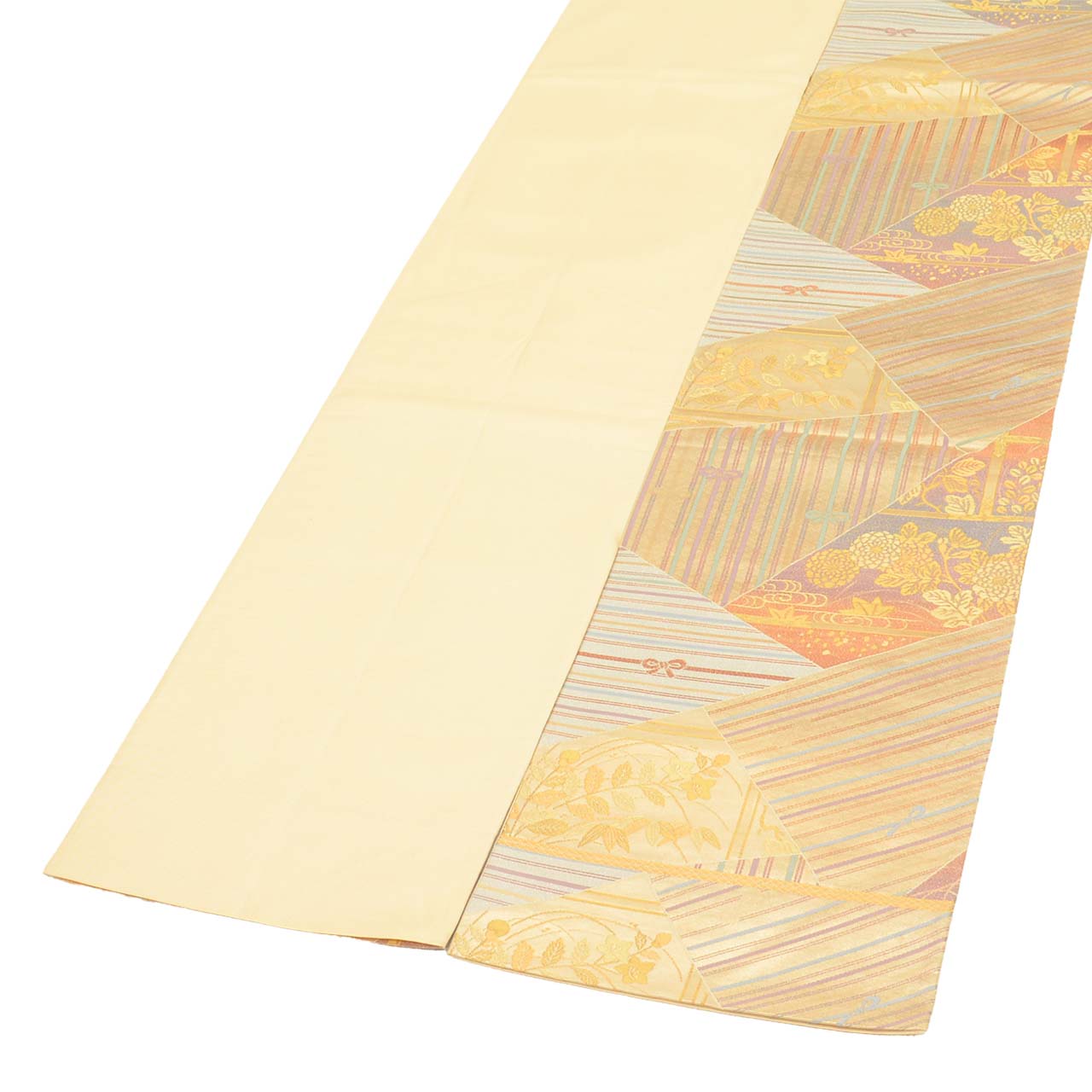 Vintage Japanese Obi | Fukuro Obi | Gold Silver Silk | Four Seasons Floral | Semi-formal | Sustainable | uu2745b