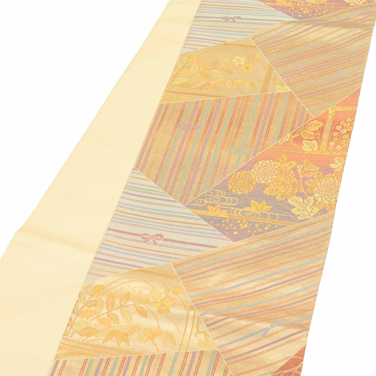 Vintage Japanese Obi | Fukuro Obi | Gold Silver Silk | Four Seasons Floral | Semi-formal | Sustainable | uu2745b