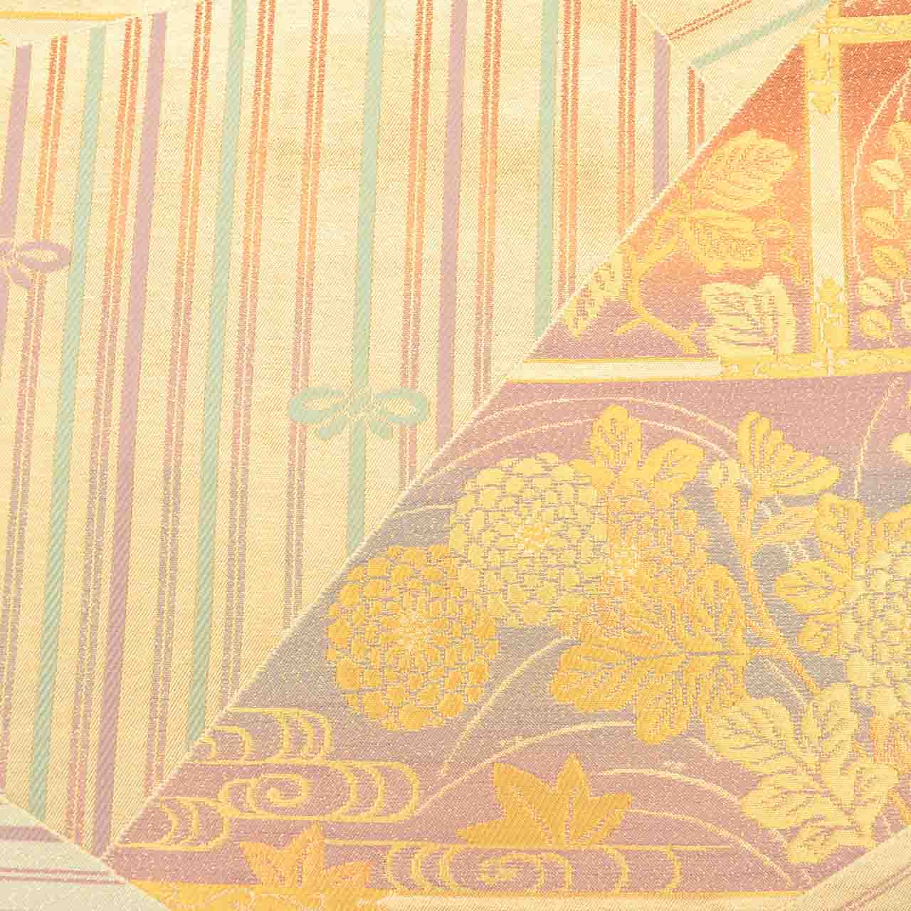 Vintage Japanese Obi | Fukuro Obi | Gold Silver Silk | Four Seasons Floral | Semi-formal | Sustainable | uu2745b