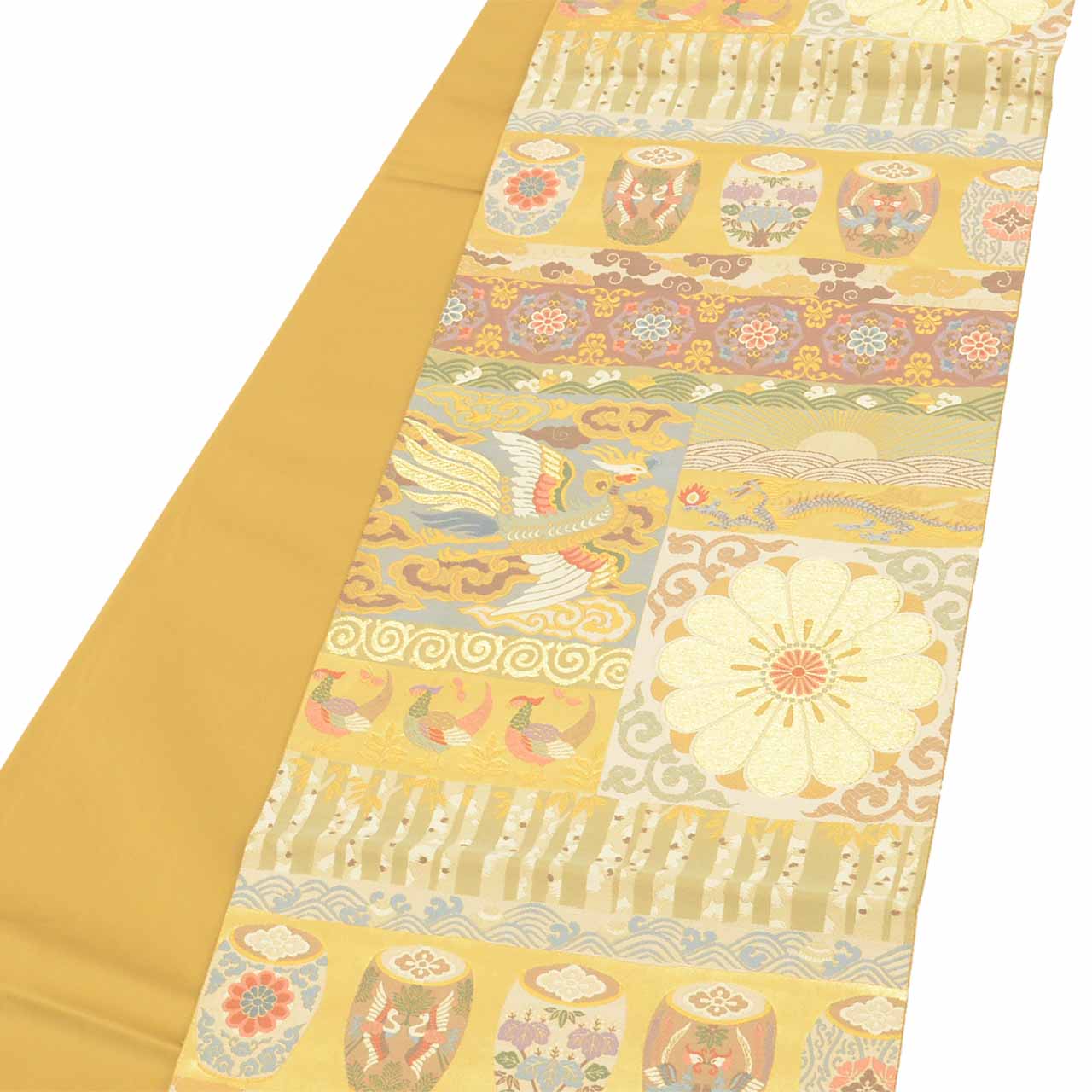Vintage Japanese Obi | Fukuro Obi | Gold Silk | Phoenix Floral | Kara-ori Hikihaku | Formal | Sustainable | uu2750b