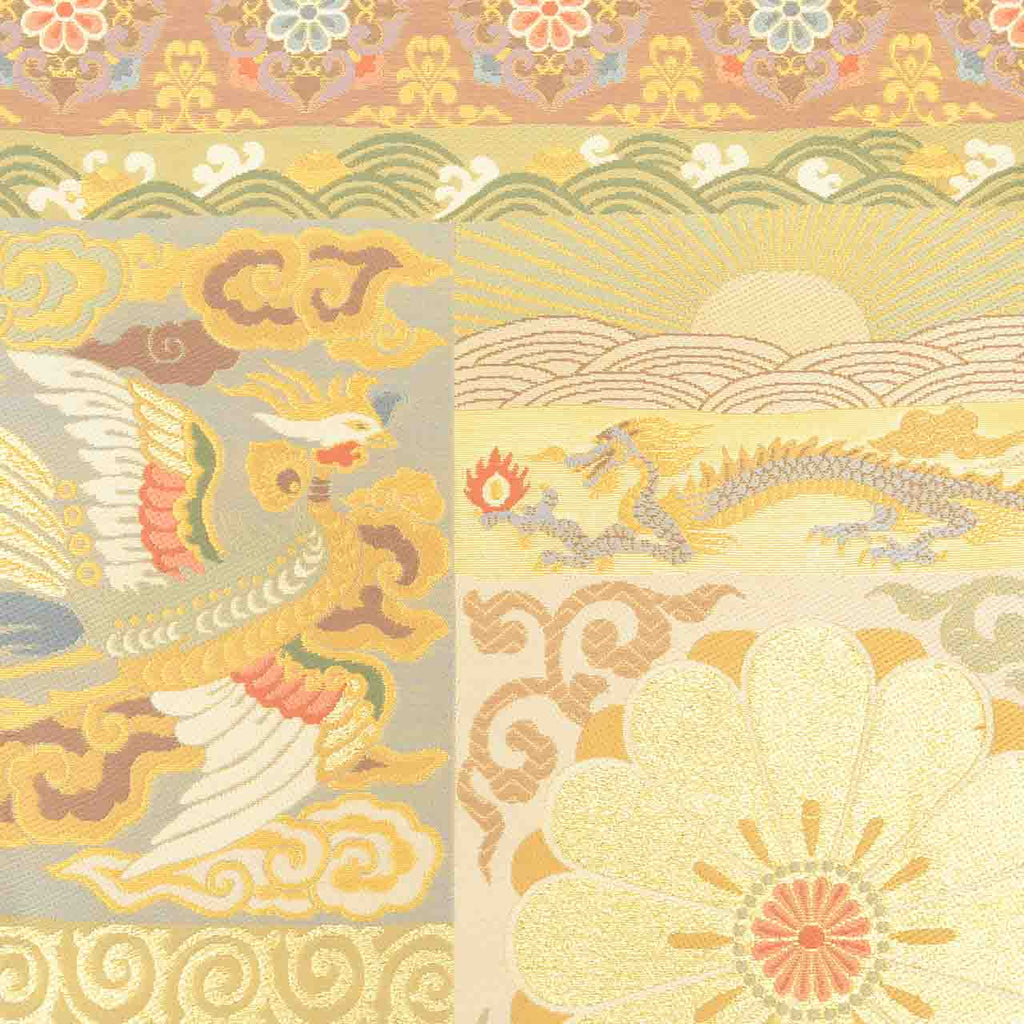 Vintage Japanese Obi | Fukuro Obi | Gold Silk | Phoenix Floral | Kara-ori Hikihaku | Formal | Sustainable | uu2750b