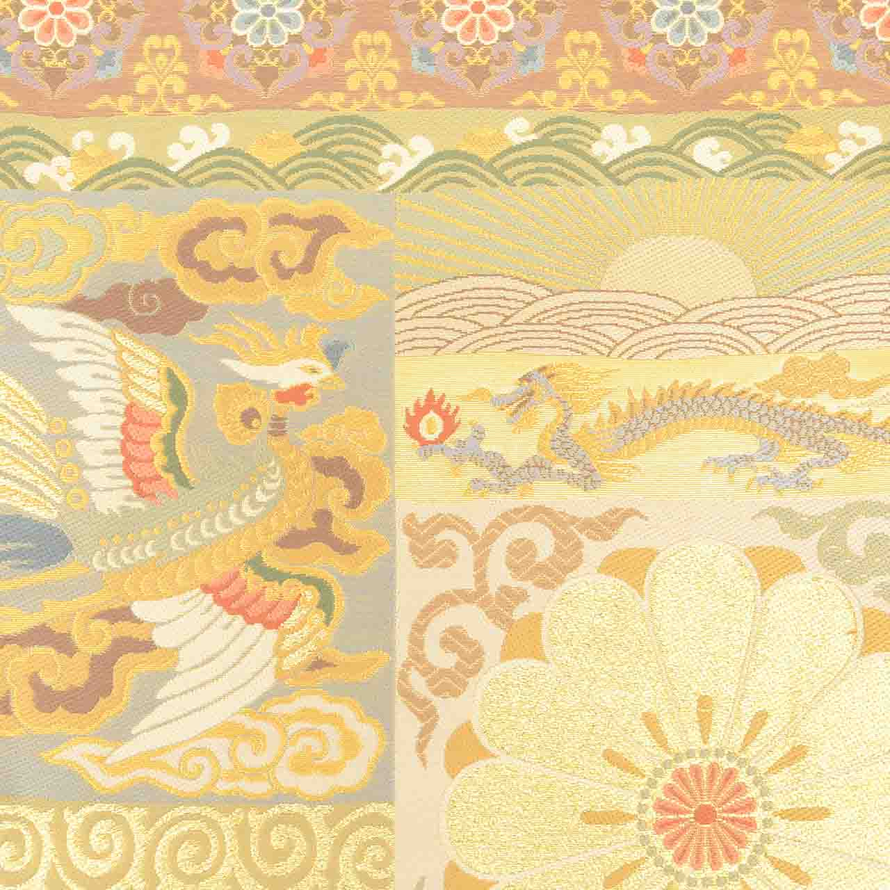 Vintage Japanese Obi | Fukuro Obi | Gold Silk | Phoenix Floral | Kara-ori Hikihaku | Formal | Sustainable | uu2750b