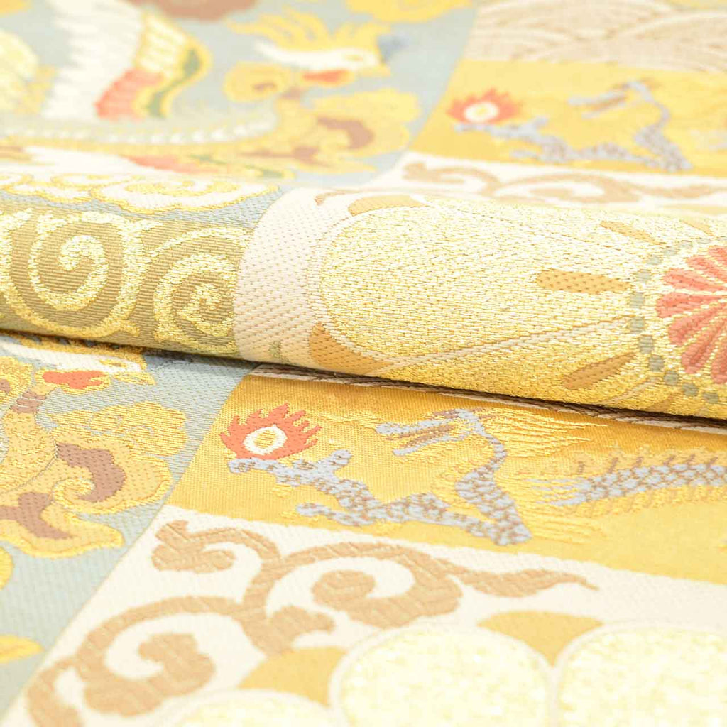Vintage Japanese Obi | Fukuro Obi | Gold Silk | Phoenix Floral | Kara-ori Hikihaku | Formal | Sustainable | uu2750b