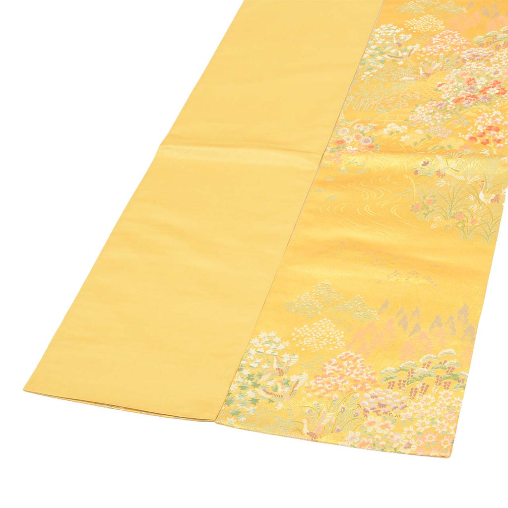 Vintage Japanese Obi | Fukuro Obi | Gold Silk | Botanical Stream | Honkin Haku Double Gold Foil | Formal | Sustainable | uu2752b