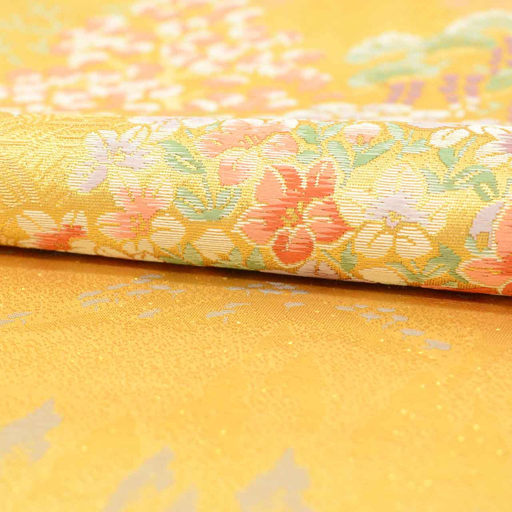 Vintage Japanese Obi | Fukuro Obi | Gold Silk | Botanical Stream | Honkin Haku Double Gold Foil | Formal | Sustainable | uu2752b