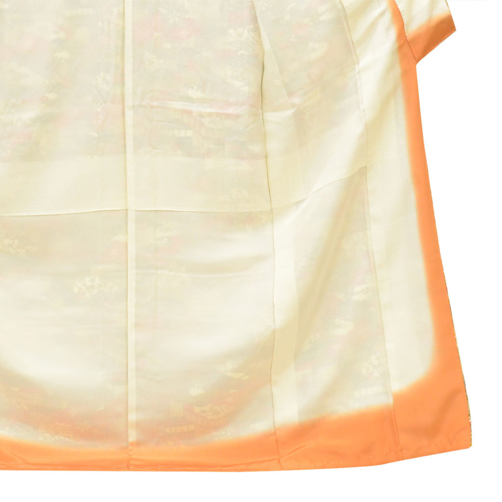 [Used] Recycled Kimono, Komon Kimono, Pure Silk, Size L (Slightly Plus Size L), Good Condition, Length 161.0cm (63.4in), Sleeve Length 66.0cm (26.0in), Lined, Ready-made, Unused, Brown, Landscape Pattern, Silk, Reuse uu2755b 