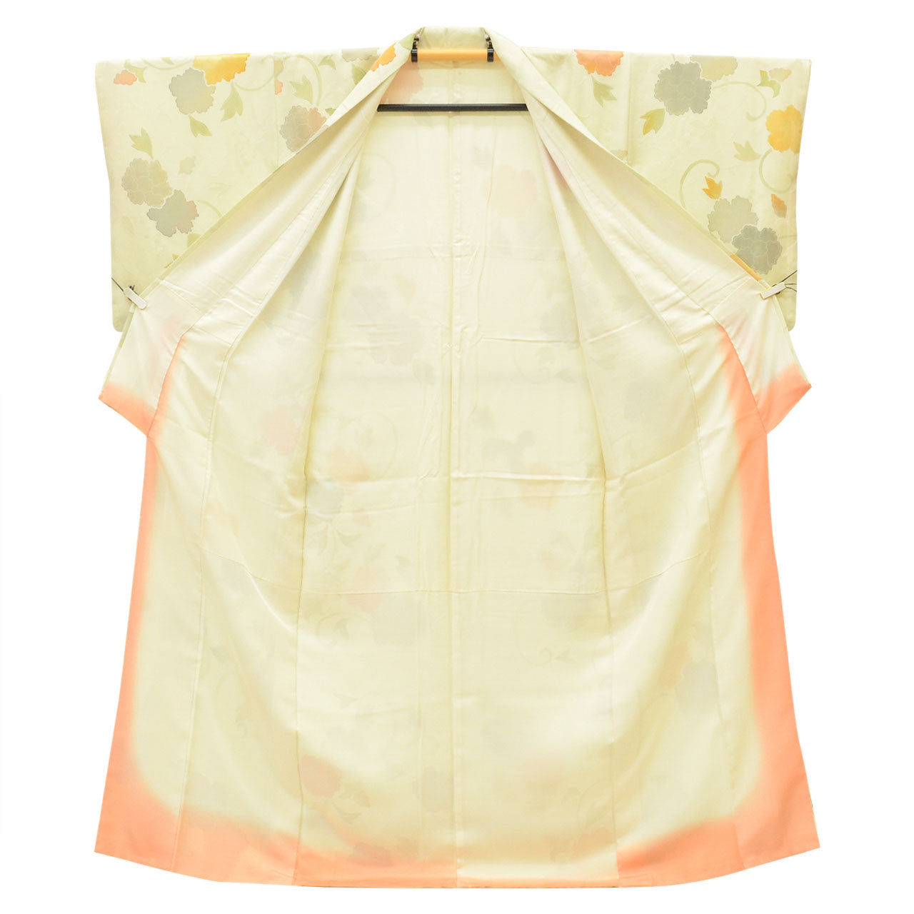 [Used] Recycled Kimono, Komon style, Pure Silk, Size M, Good Condition, Length 159.0cm (62.6in), Sleeve Length 64.5cm (25.4in), Lined, Ready-made, Green, Floral Arabesque, Silk, Reused uu2756b 
