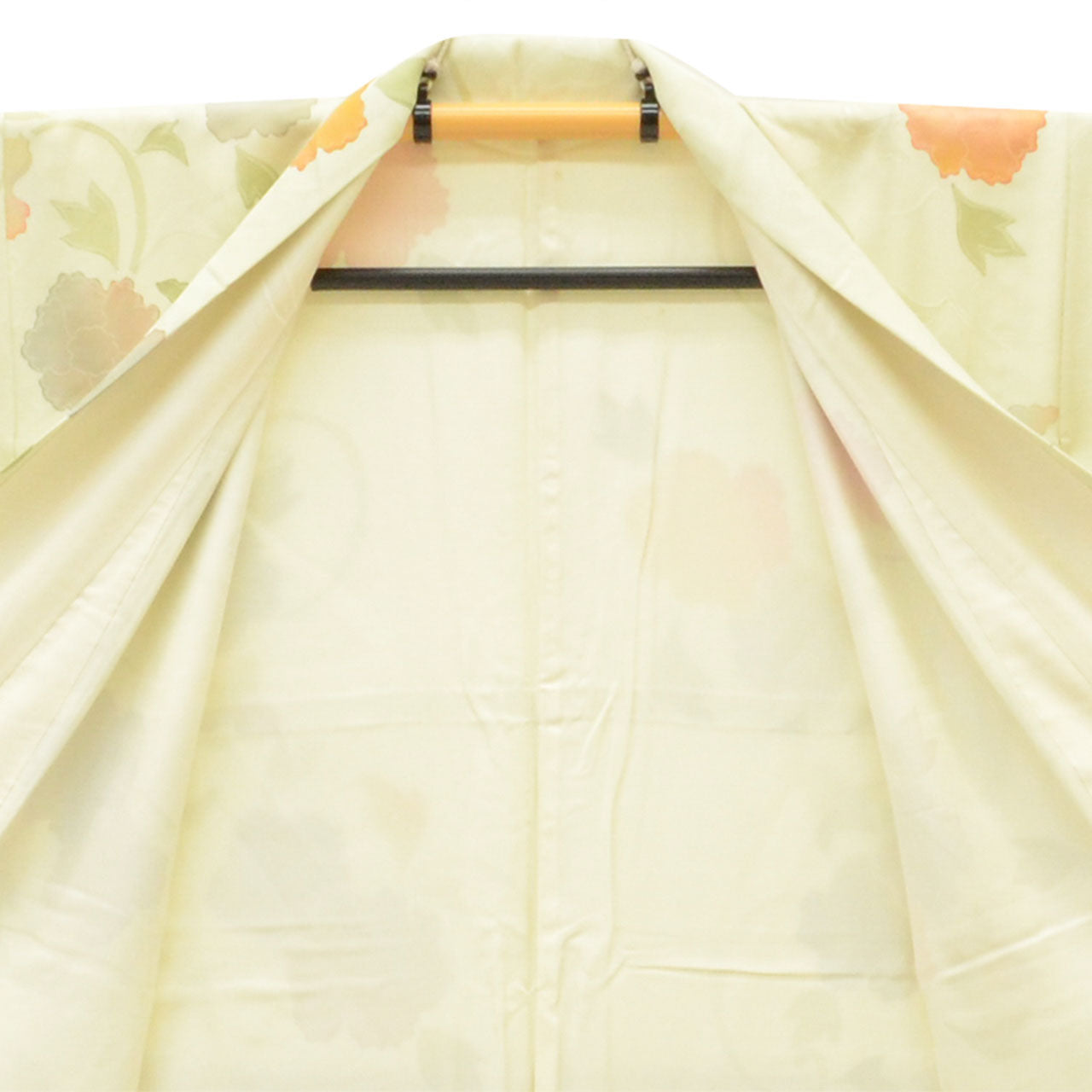 [Used] Recycled Kimono, Komon style, Pure Silk, Size M, Good Condition, Length 159.0cm (62.6in), Sleeve Length 64.5cm (25.4in), Lined, Ready-made, Green, Floral Arabesque, Silk, Reused uu2756b 