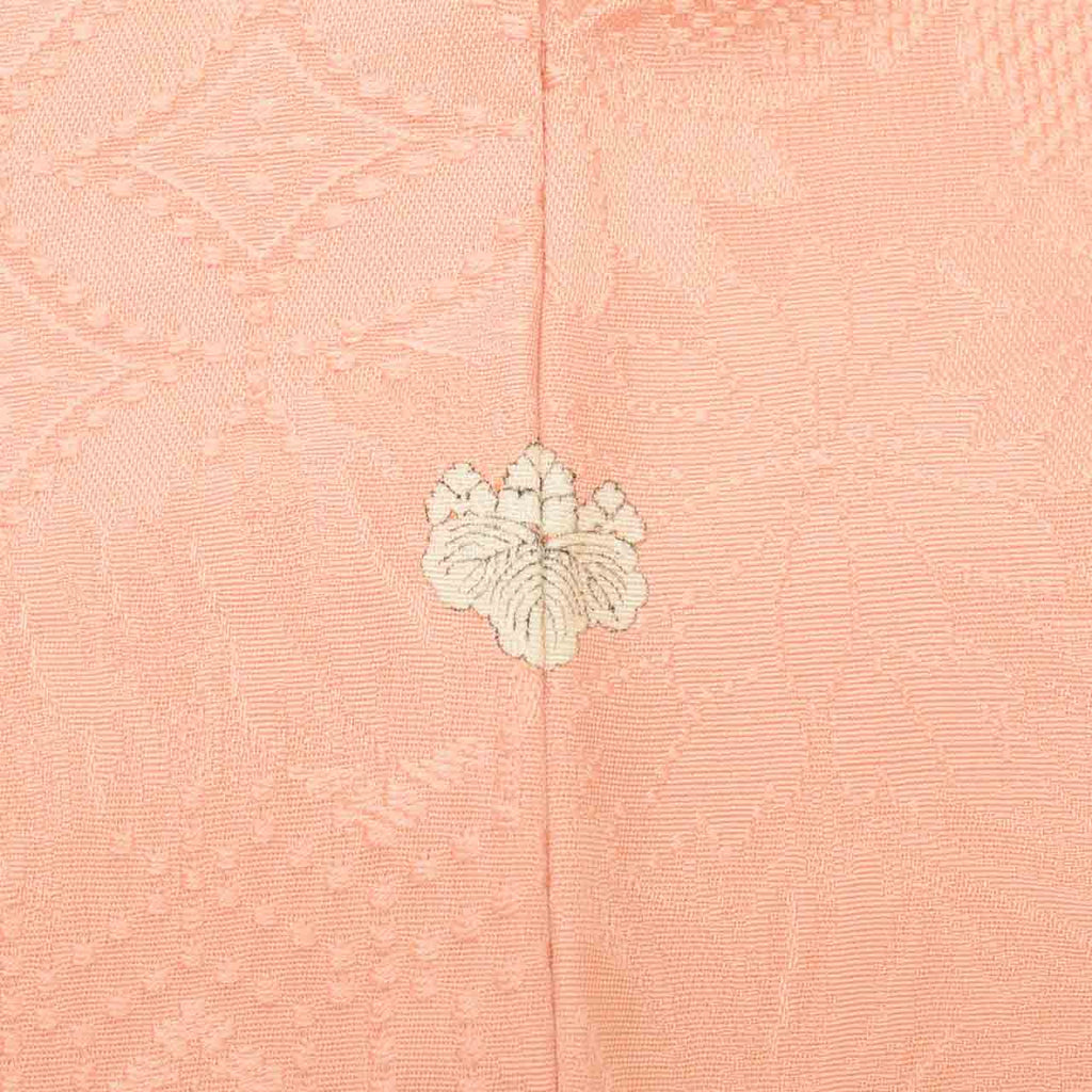 [Used] Recycled Kimono, Plain Color, Silk, Size M (Slightly Plus Size L), Excellent Condition, Length 159.3cm (62.7in), Sleeve Length 66.2cm (26.1in), Lined, Ready-made, Unused, Single Family Crest, Pink, Shippo Flower Pattern, Reuse uu2759b 