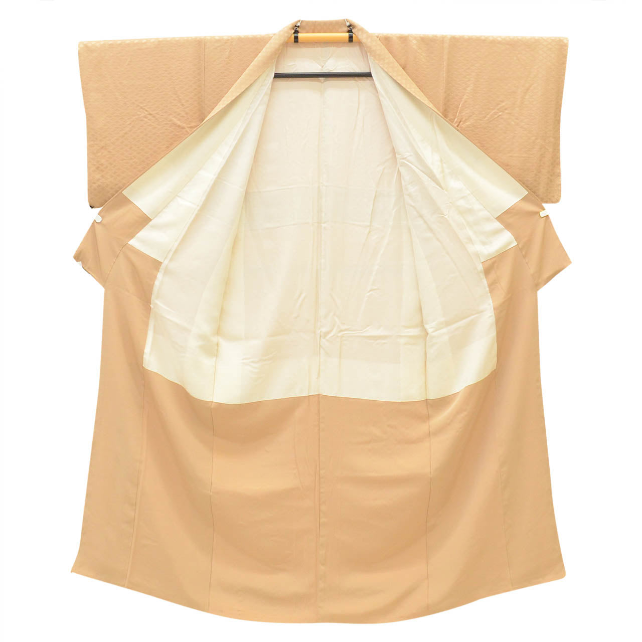 [Used] Recycled Kimono, Solid Color, Pure Silk, Size S, Excellent Condition, Length 152.0cm (59.8in), Sleeve Length 62.0cm (24.4in), Lined, Ready-made, Brown Diamond Pattern, Silk, Reused uu2766b 