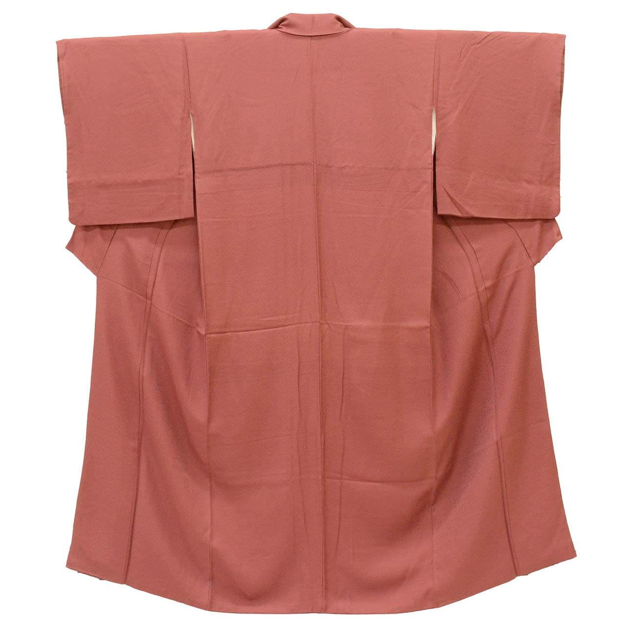 [Used] Recycled Kimono, Solid Color, Pure Silk, Size S (Slightly Plus Size L), Excellent Condition, Length 153.7cm (60.5in), Kyoto Plant Dye, Sleeve Length 65.0cm (25.6in), Lined, Ready-made, Brown, Ice Crack Pattern, Silk, Reuse uu2767b 