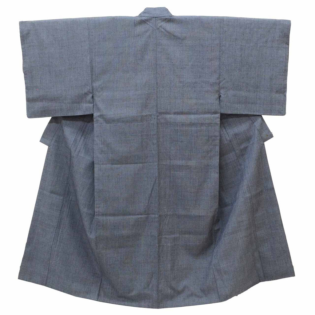 Vintage Japanese Kimono | Men's Tsumugi | Dark Gray Silk | Kasuri Pattern | Size L | Sustainable | uu2770b