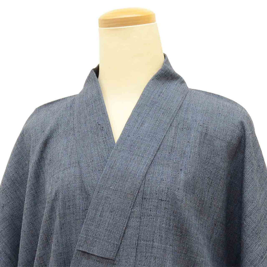 Vintage Japanese Kimono | Men's Tsumugi | Dark Gray Silk | Kasuri Pattern | Size L | Sustainable | uu2770b