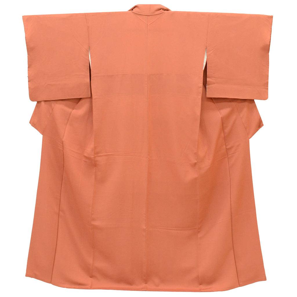 [Used] Recycled Kimono, Solid Color, Pure Silk, Size M (Slightly Plus Size L), Good Condition, Length 160.0cm (63.0in), Umebi Guard Processed, Sleeve Length 68.0cm (26.8in), Lined, Ready-made, Brown, Silk, Reuse uu2773b 