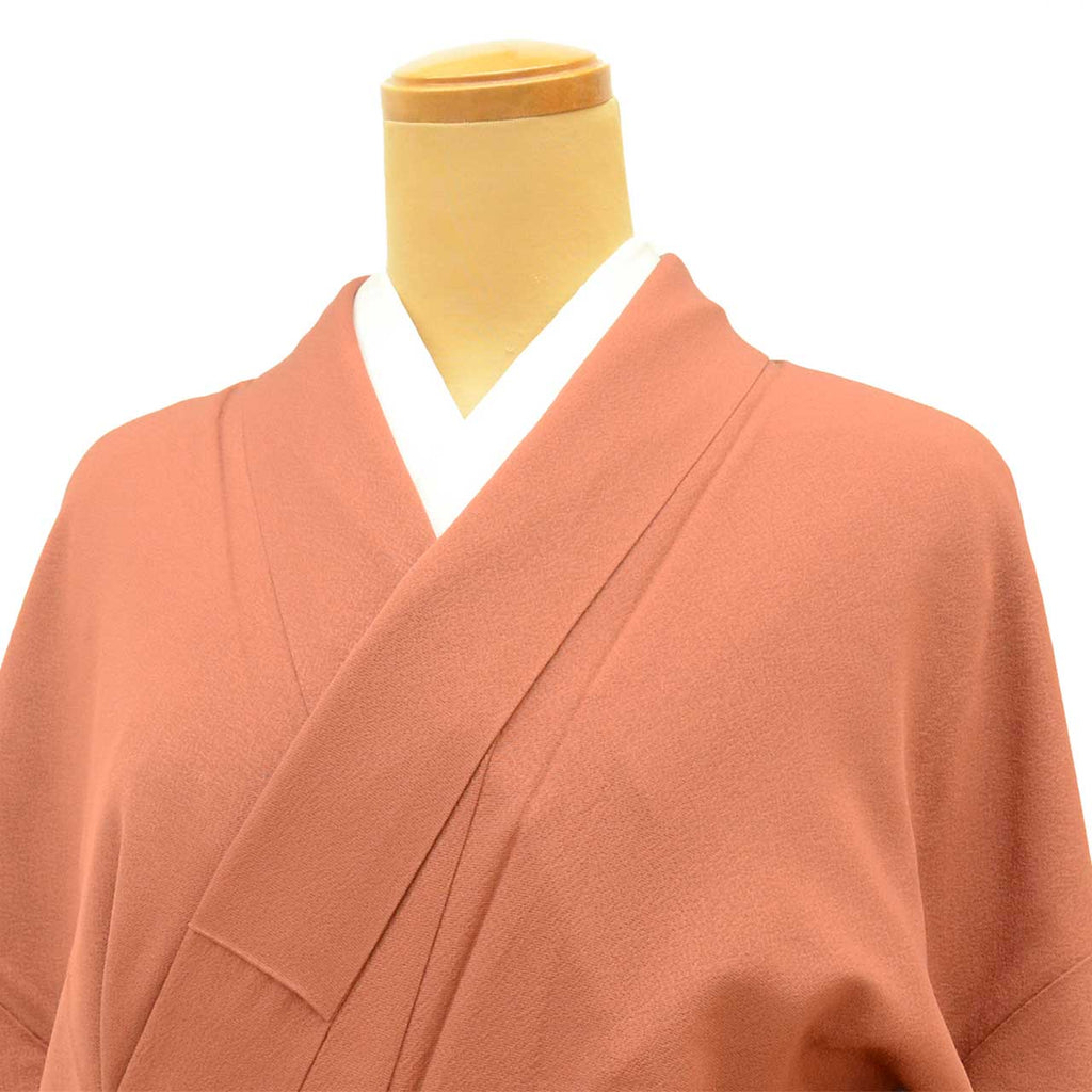 [Used] Recycled Kimono, Solid Color, Pure Silk, Size M (Slightly Plus Size L), Good Condition, Length 160.0cm (63.0in), Umebi Guard Processed, Sleeve Length 68.0cm (26.8in), Lined, Ready-made, Brown, Silk, Reuse uu2773b 
