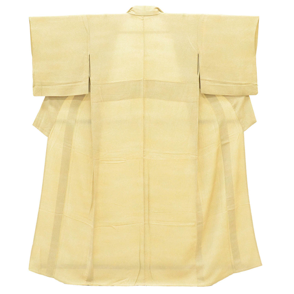 [Used] Recycled Kimono, Solid Color, Pure Silk, Size S (Slightly Plus Size L), Good Condition, Length 154.5cm (60.8in), Sleeve Length 64.0cm (25.2in), Unlined, Ready-made, Crepe Silk, Green, SILK, Reuse uu2775b 