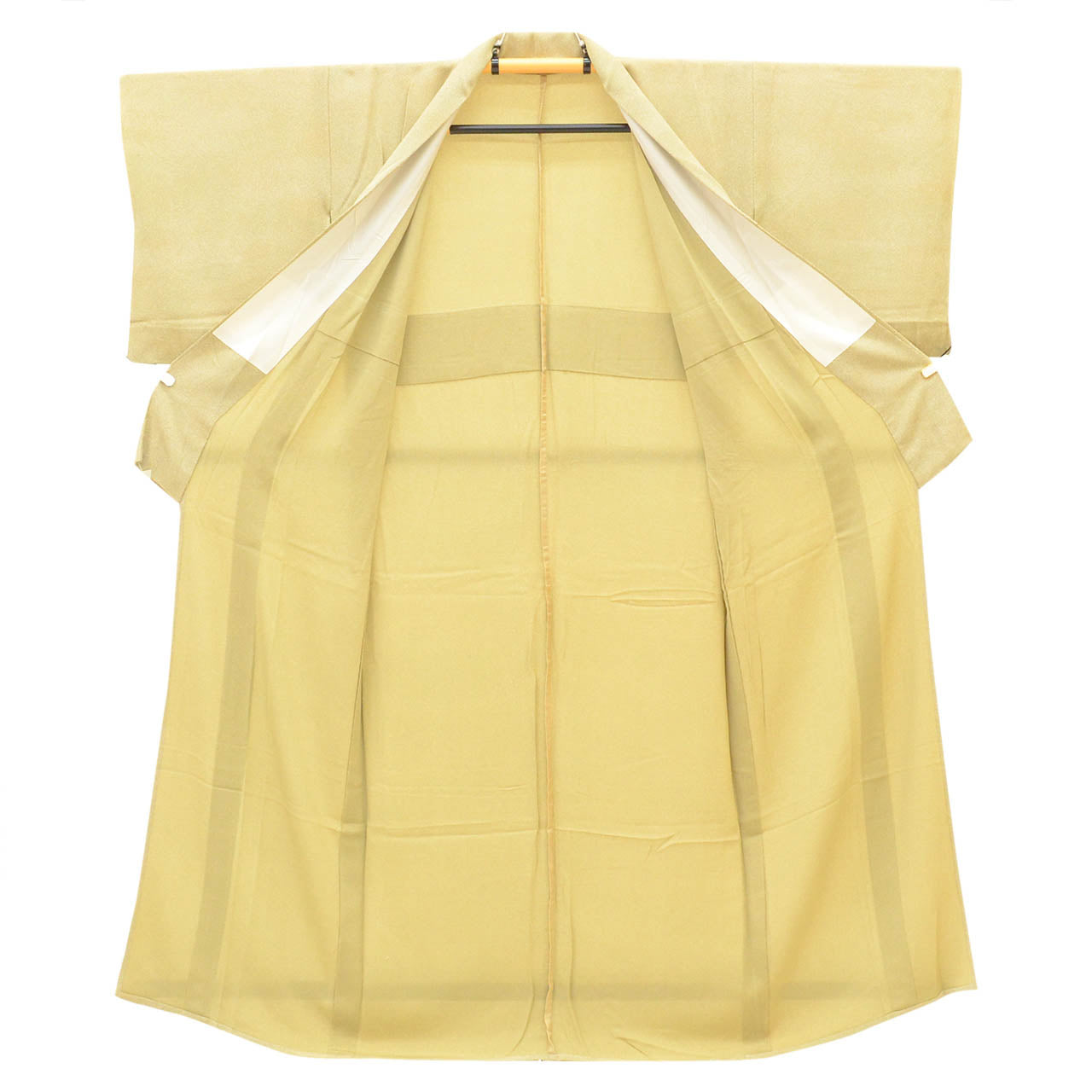 [Used] Recycled Kimono, Solid Color, Pure Silk, Size S (Slightly Plus Size L), Good Condition, Length 154.5cm (60.8in), Sleeve Length 64.0cm (25.2in), Unlined, Ready-made, Crepe Silk, Green, SILK, Reuse uu2775b 