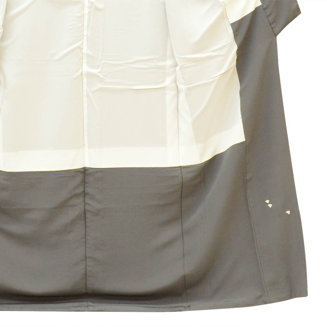 Vintage Japanese Kimono | Tsukesage | Gray Silk | Plover Wave | Gold Thread | Umemi Guard | Size L | Sustainable | uu2776b