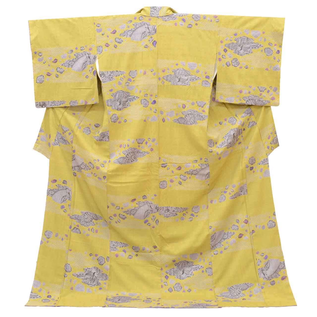 Vintage Japanese Kimono | Tsumugi | Green Silk Shibori | Heian Court Pattern | Tall Size LL | Sustainable | uu2777b