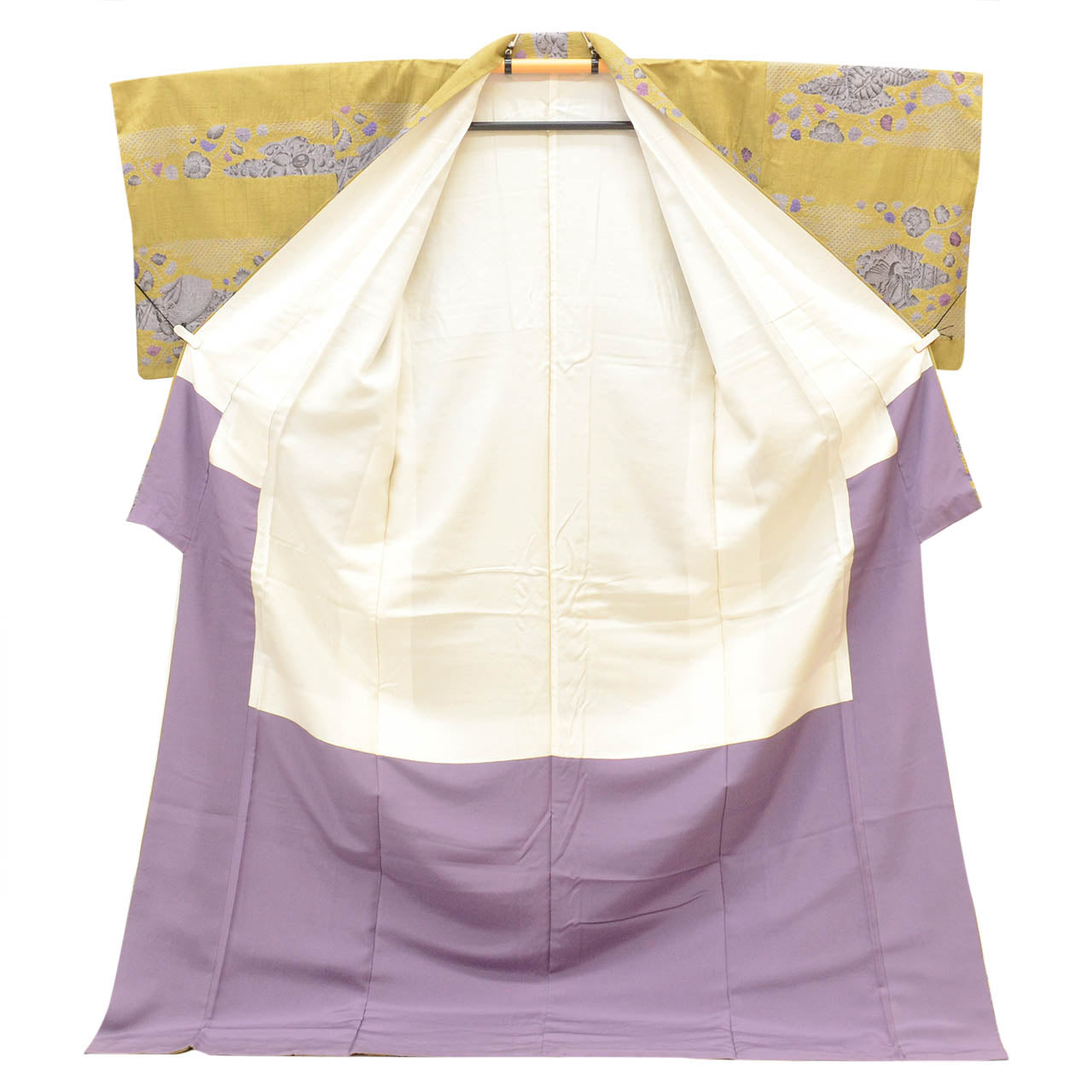 Vintage Japanese Kimono | Tsumugi | Green Silk Shibori | Heian Court Pattern | Tall Size LL | Sustainable | uu2777b