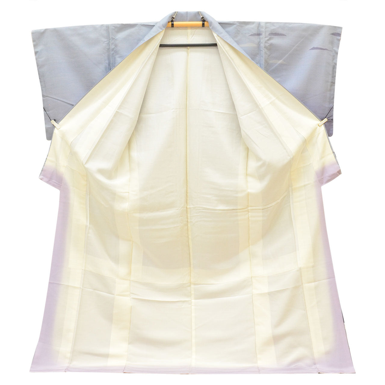 Vintage Japanese Kimono | Tsumugi | Blue Silk | Distant Mountain Houmongi-style | One Crest | Unused | Tall Size LL | Sustainable | uu2778b