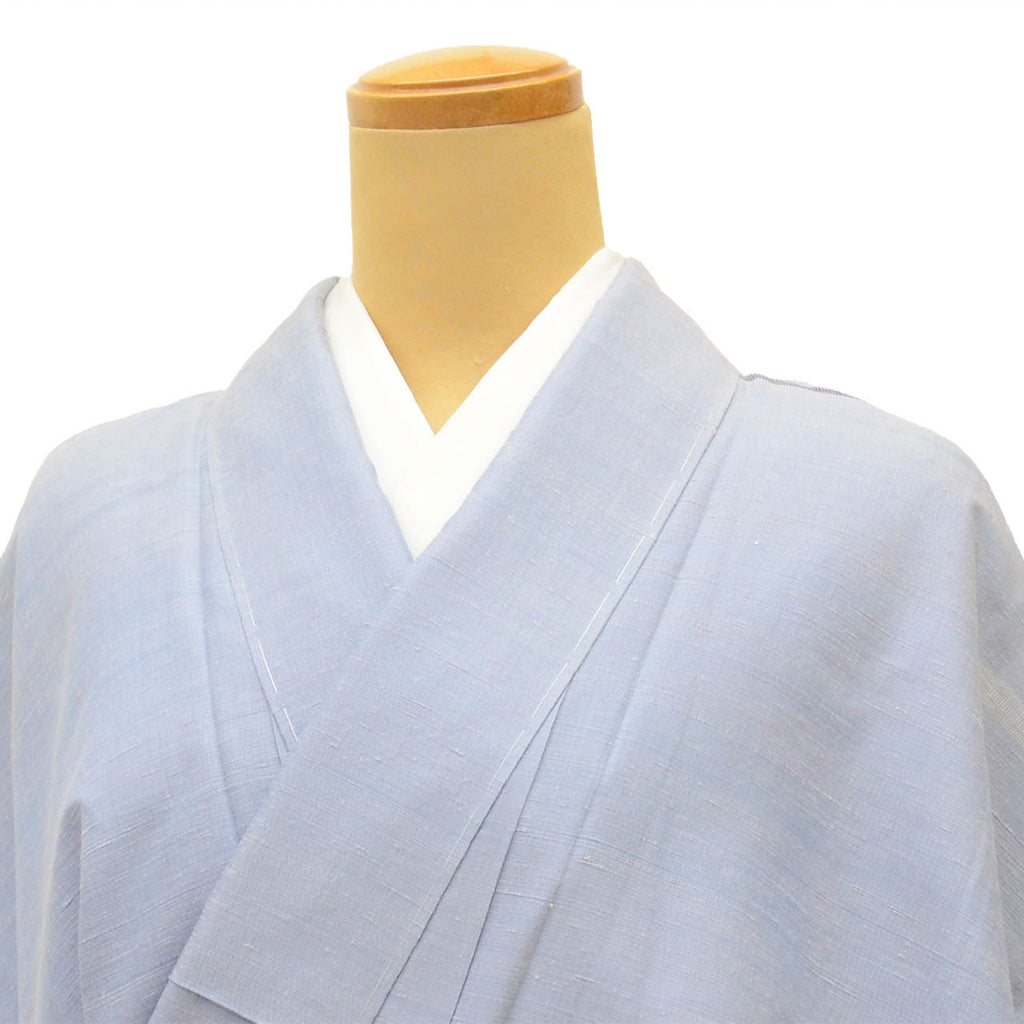 Vintage Japanese Kimono | Tsumugi | Blue Silk | Distant Mountain Houmongi-style | One Crest | Unused | Tall Size LL | Sustainable | uu2778b