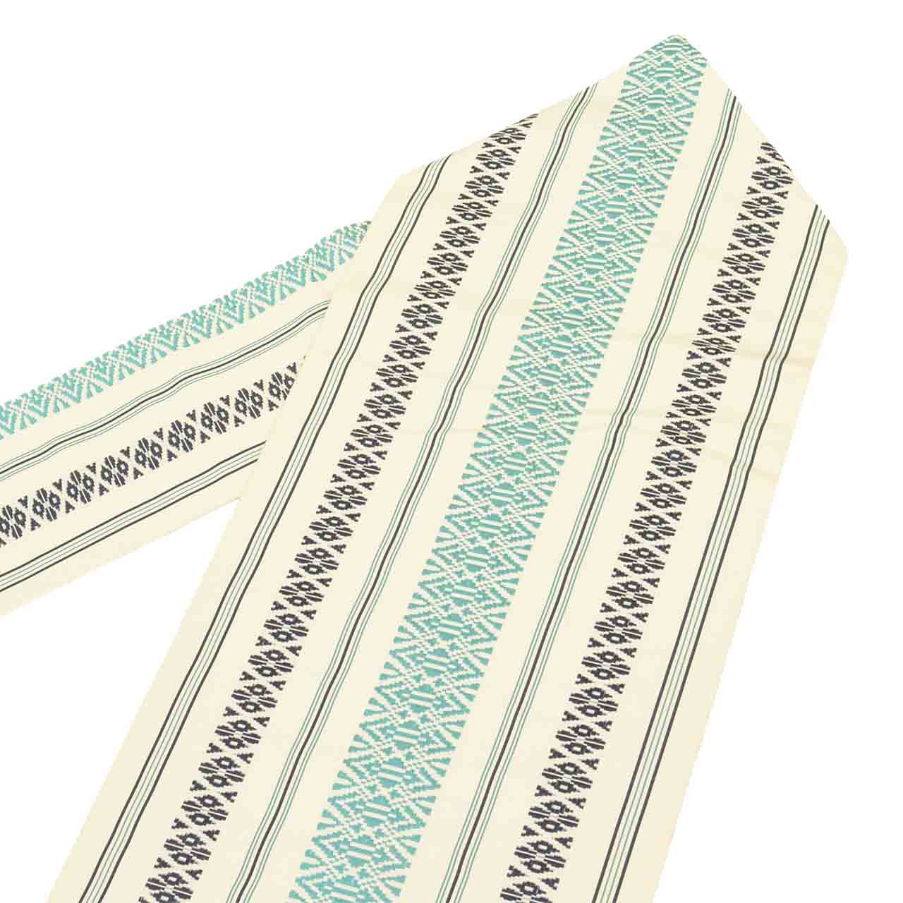 Vintage Japanese Obi | Nagoya Obi | White Blue Silk | Hakata献上 Pattern | Hakata-ori | Sustainable | uu2785b