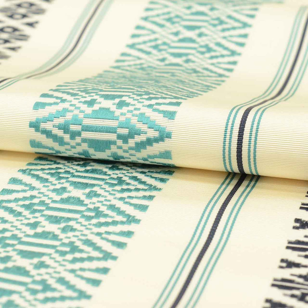 Vintage Japanese Obi | Nagoya Obi | White Blue Silk | Hakata献上 Pattern | Hakata-ori | Sustainable | uu2785b
