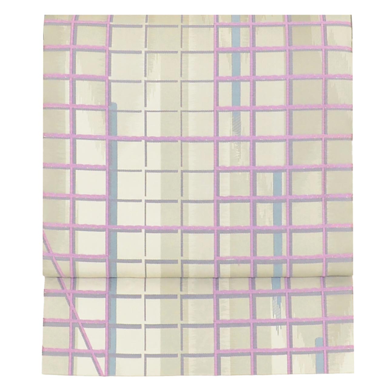 Vintage Japanese Obi | Sha-re Fukuro Obi | Gray Purple Nishijin Silk | Lattice | Obikosha | Semi-formal | Sustainable | uu2787b