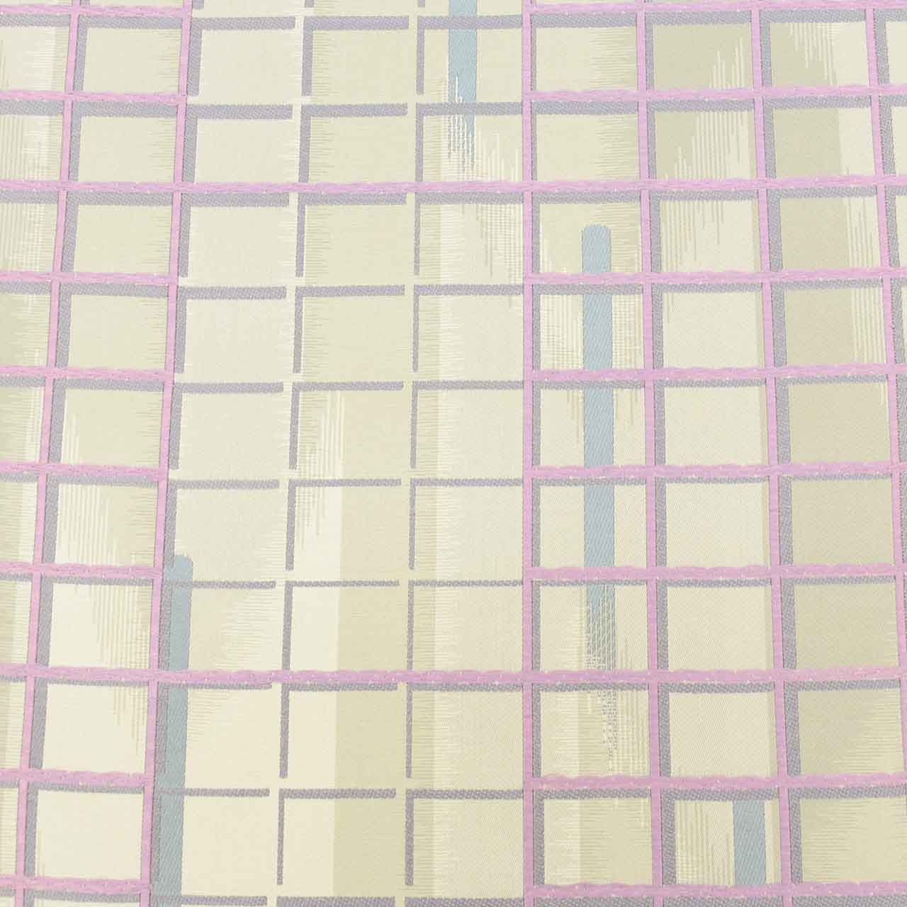 Vintage Japanese Obi | Sha-re Fukuro Obi | Gray Purple Nishijin Silk | Lattice | Obikosha | Semi-formal | Sustainable | uu2787b