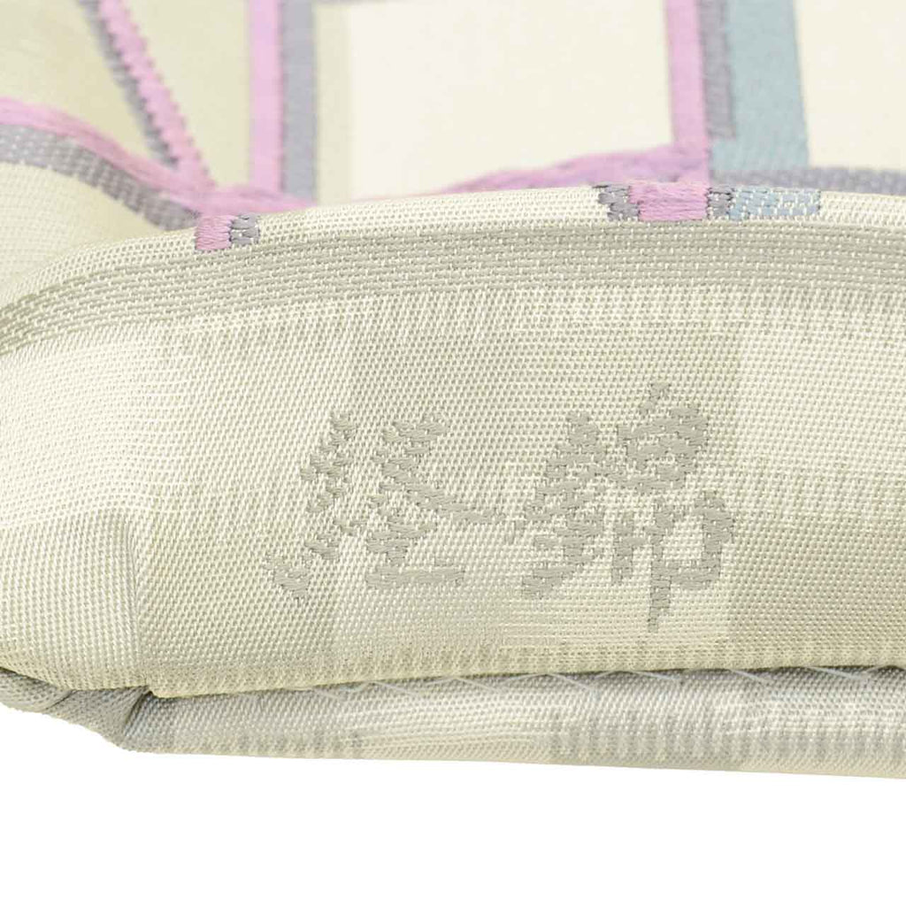 Vintage Japanese Obi | Sha-re Fukuro Obi | Gray Purple Nishijin Silk | Lattice | Obikosha | Semi-formal | Sustainable | uu2787b