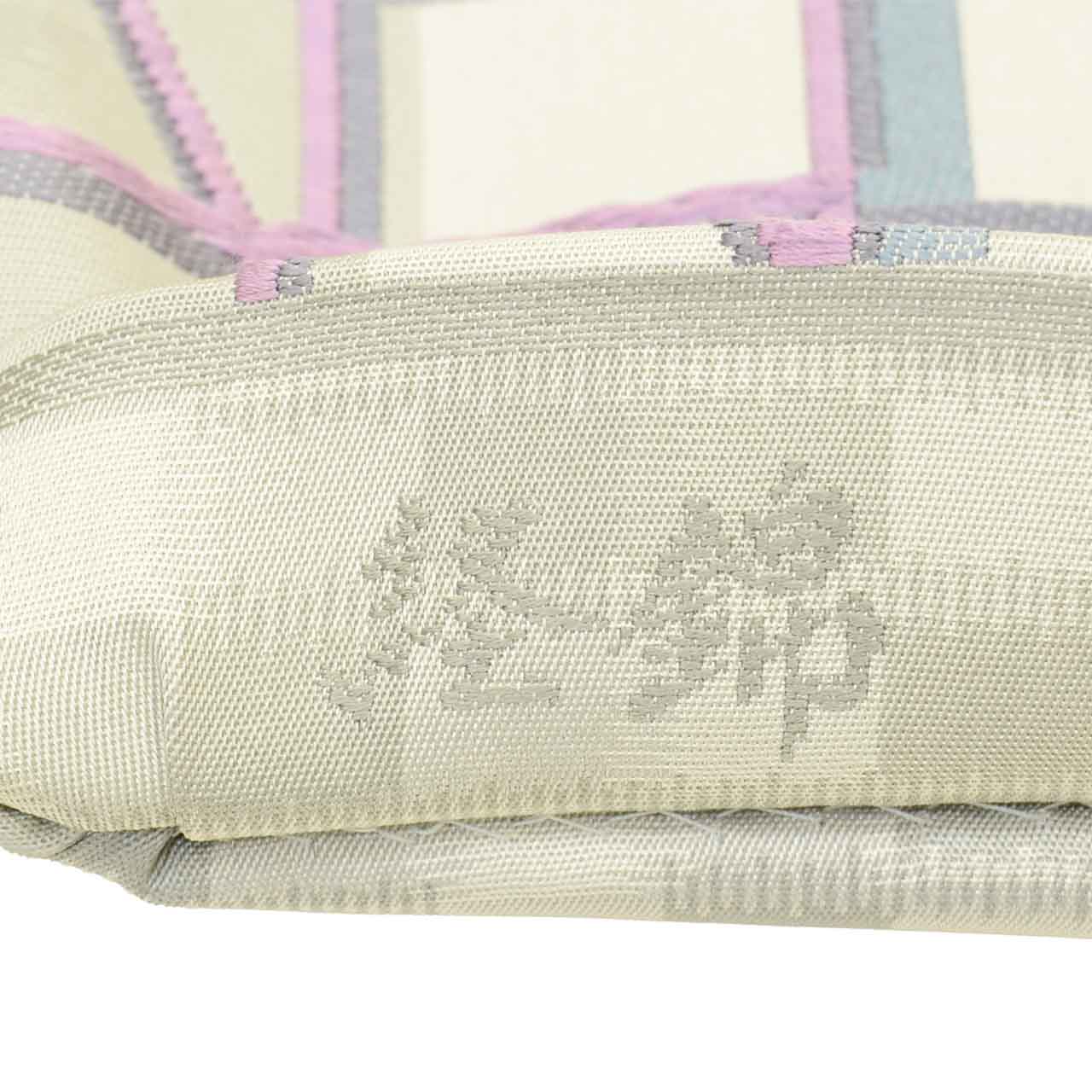 Vintage Japanese Obi | Sha-re Fukuro Obi | Gray Purple Nishijin Silk | Lattice | Obikosha | Semi-formal | Sustainable | uu2787b