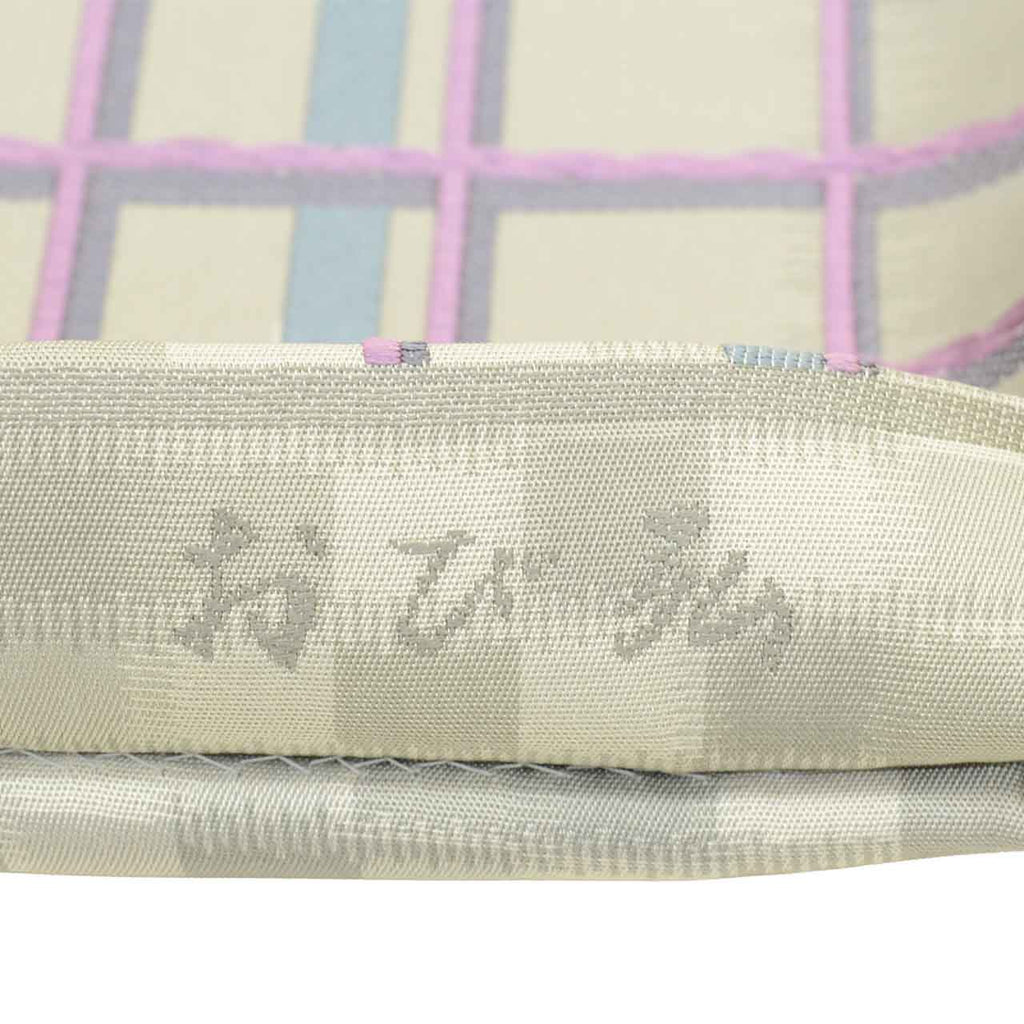 Vintage Japanese Obi | Sha-re Fukuro Obi | Gray Purple Nishijin Silk | Lattice | Obikosha | Semi-formal | Sustainable | uu2787b