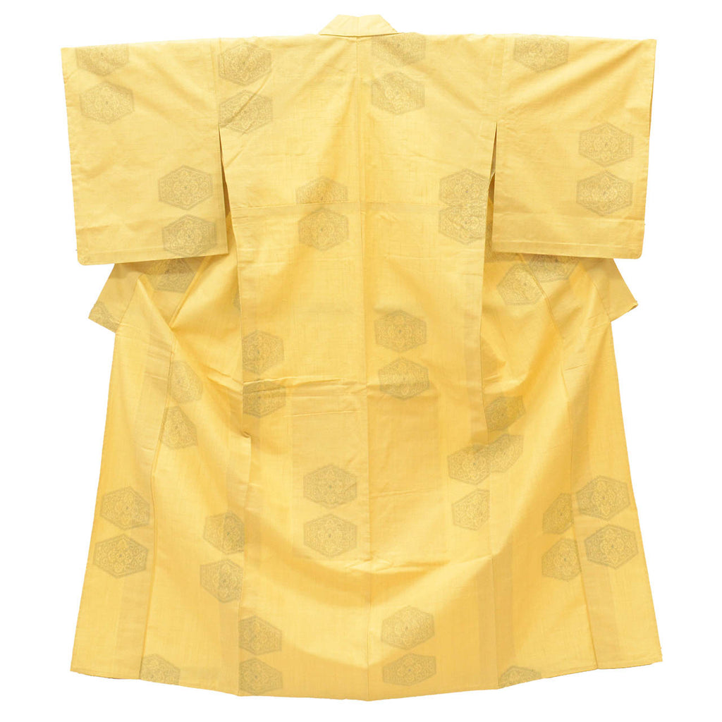 Vintage Japanese Kimono | Tsumugi | Yellow Silk | Tortoiseshell Pattern | Unused | Unlined | Size S | Sustainable | Sustainable | uu2789b