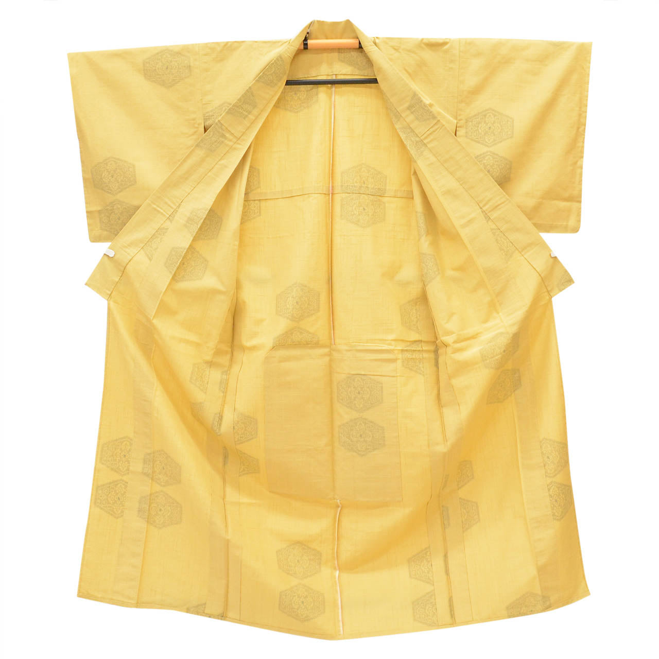 Vintage Japanese Kimono | Tsumugi | Yellow Silk | Tortoiseshell Pattern | Unused | Unlined | Size S | Sustainable | Sustainable | uu2789b