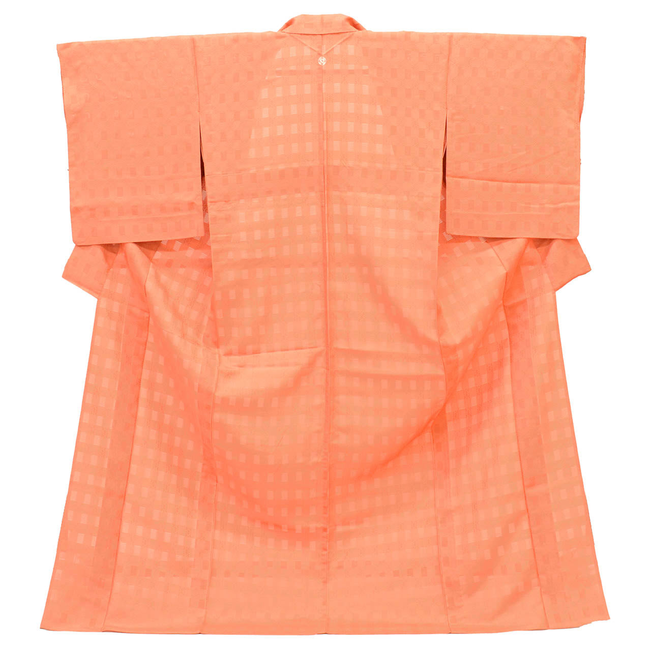 Vintage Japanese Kimono | Summer Iro-Muji | Orange Silk | One Crest | Flower Weave | Tall Size LL | Sustainable | Sustainable | uu2790b