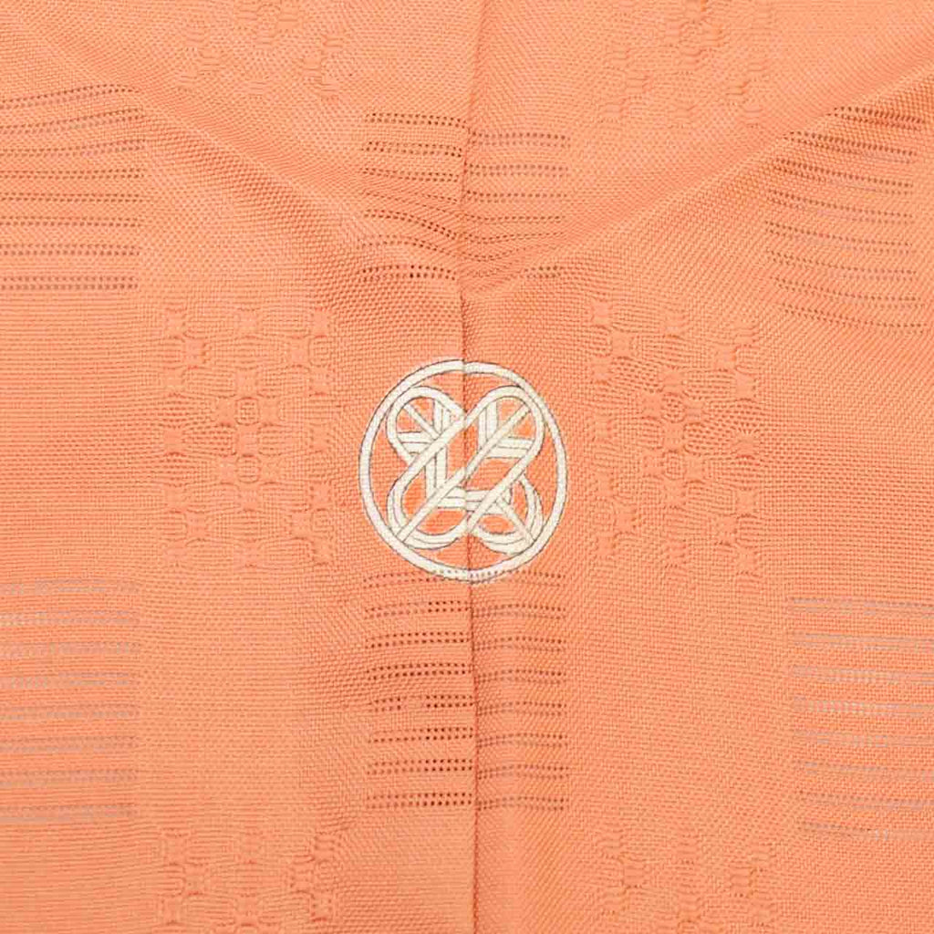 Vintage Japanese Kimono | Summer Iro-Muji | Orange Silk | One Crest | Flower Weave | Tall Size LL | Sustainable | Sustainable | uu2790b