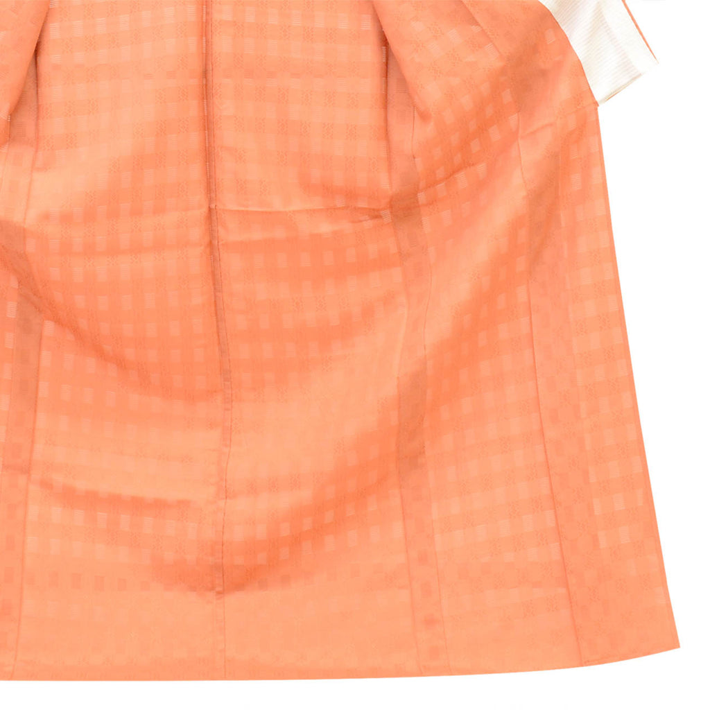 Vintage Japanese Kimono | Summer Iro-Muji | Orange Silk | One Crest | Flower Weave | Tall Size LL | Sustainable | Sustainable | uu2790b