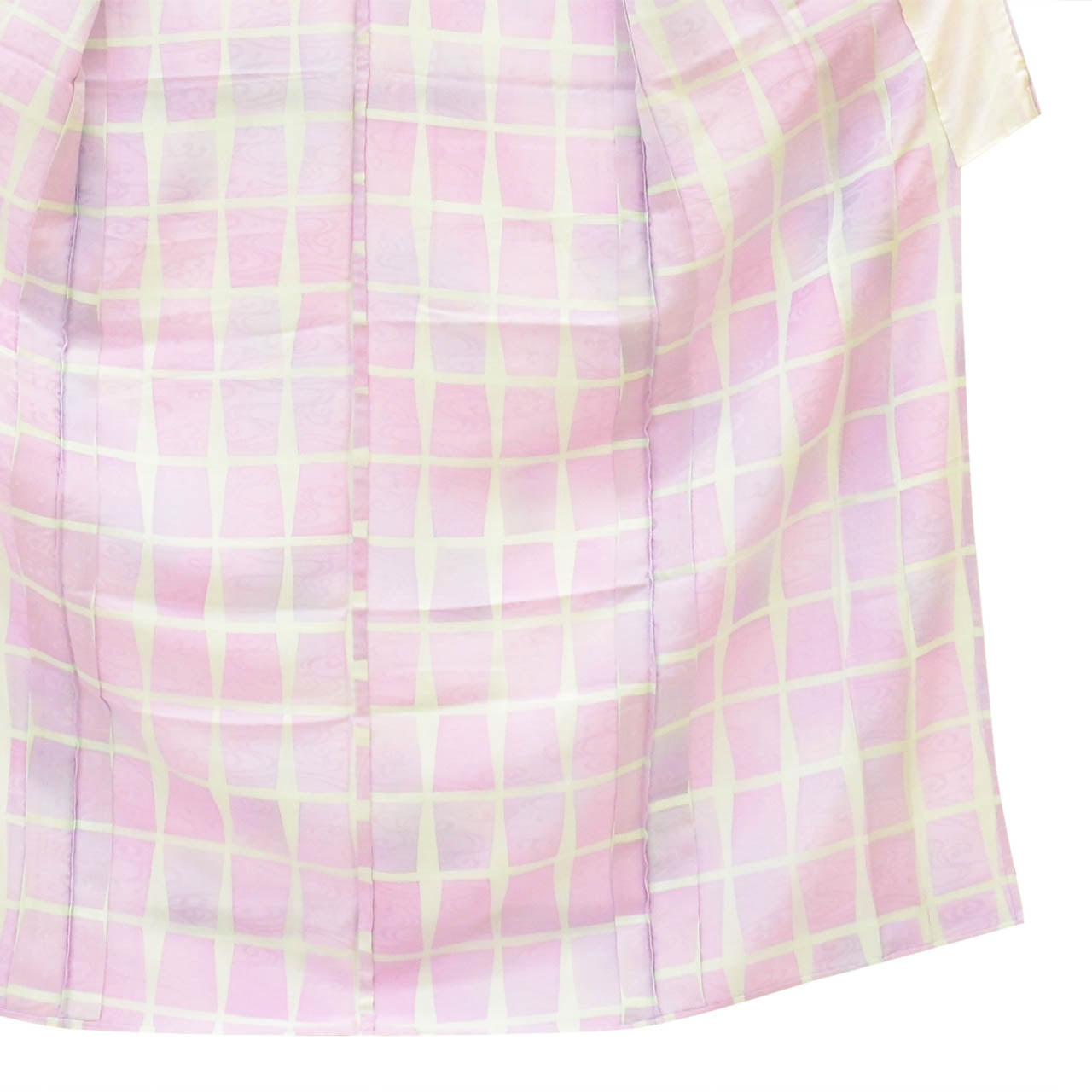 [Used] Recycled Kimono, Komon Kimono, Pure Silk, Size M, Excellent Condition, Length 158.5cm (62.4in), Sleeve Length 62.8cm (24.7in), Unlined, Ready-made, Purple, Checkered Pattern, Flowing Water, Silk, Reuse uu2791b 