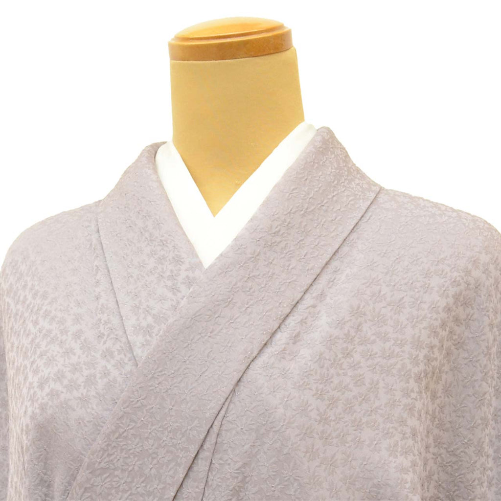 [Used] Recycled Kimono, Plain Color, Silk, Size S (Slightly Plus Size L), Excellent Condition, Length 155.0cm (61.0in), Sleeve Length 65.2cm (25.7in), Unlined, Ready-made, Crepe Fabric, Purple, Small Floral Pattern, Silk, Reused, uu2794b 