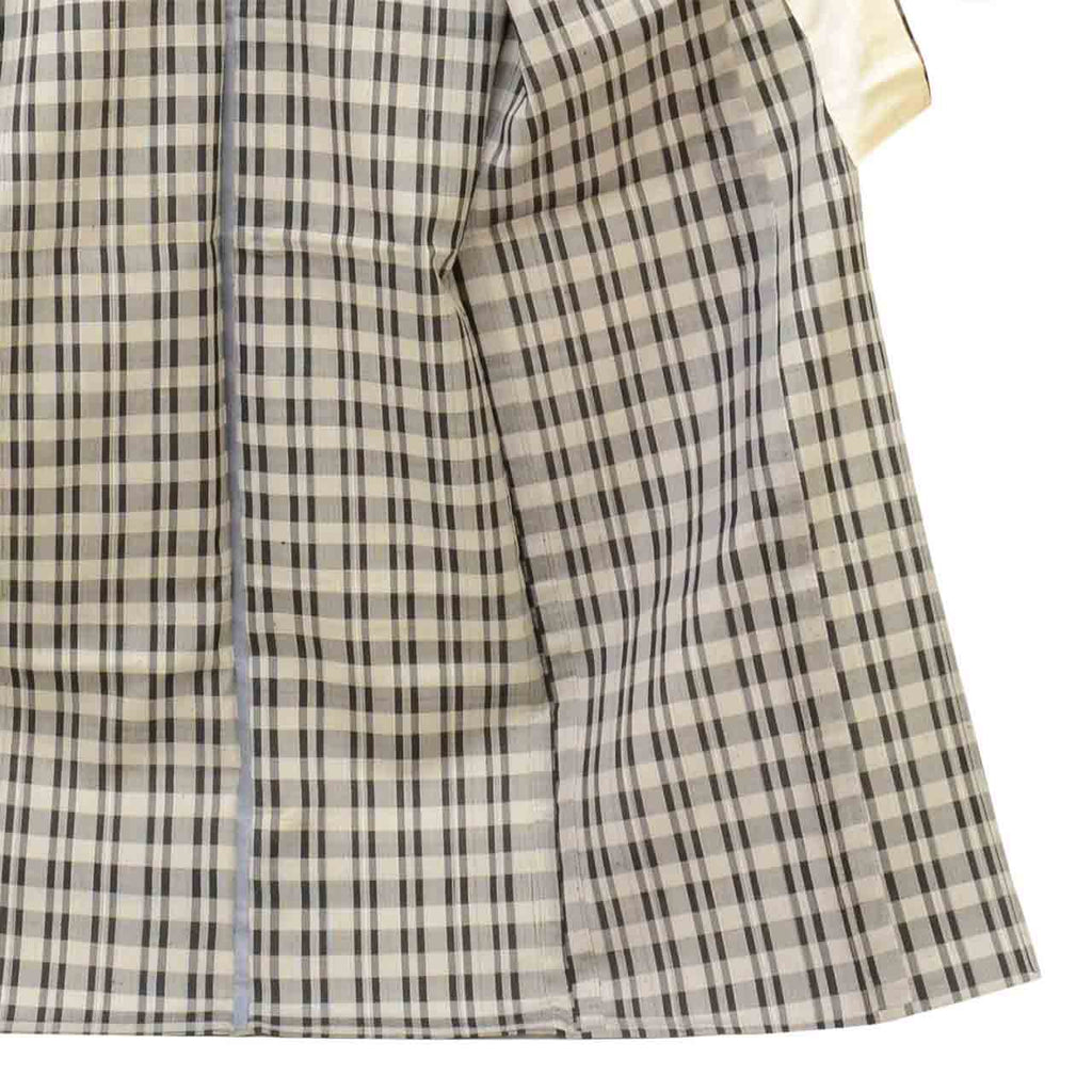 Vintage Japanese Kimono | Tsumugi | Gray Silk | Lattice Pattern | Unused | Unlined | Size L | Sustainable | Sustainable | uu2797b
