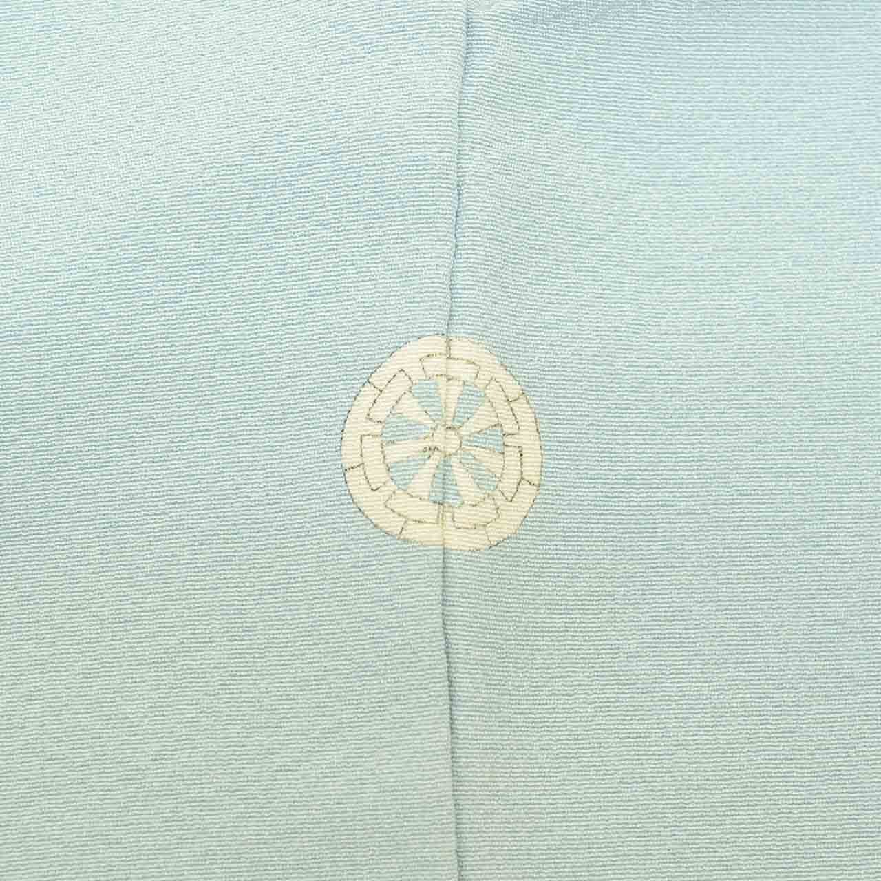 [Used] Recycled Kimono, Plain Color, Silk, Size S (or Larger Size), Excellent Condition, Length 154.0cm (60.6in), Sleeve Length 64.5cm (25.4in), Unlined, Ready-made, One Family Crest, Crepe Fabric, Blue, Silk, Reused uu2799b 