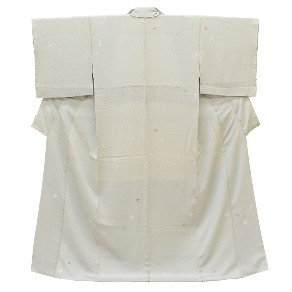 [Used] Recycled Kimono, Komon style, Pure Silk, Size L (Slightly Plus Size L), Excellent Condition, Length 161.9cm (63.7in), Sleeve Length 66.5cm (26.2in), Lined, Ready-made, Unused, Excellent Condition, Gray, Paulownia Wood, Reused, uu2802b 