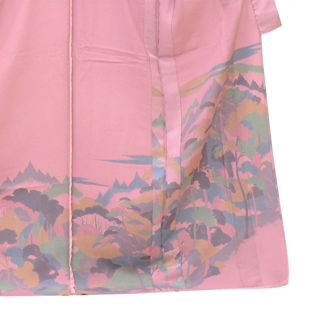 [Used] Recycled Kimono, Visiting Kimono, Pure Silk, Size L (Slightly Plus Size L), Excellent Condition, Length 164.0cm (64.6in), Sleeve Length 66.5cm (26.2in), Unlined, Ready-made, Purple Landscape Pattern, Reused uu2803b 