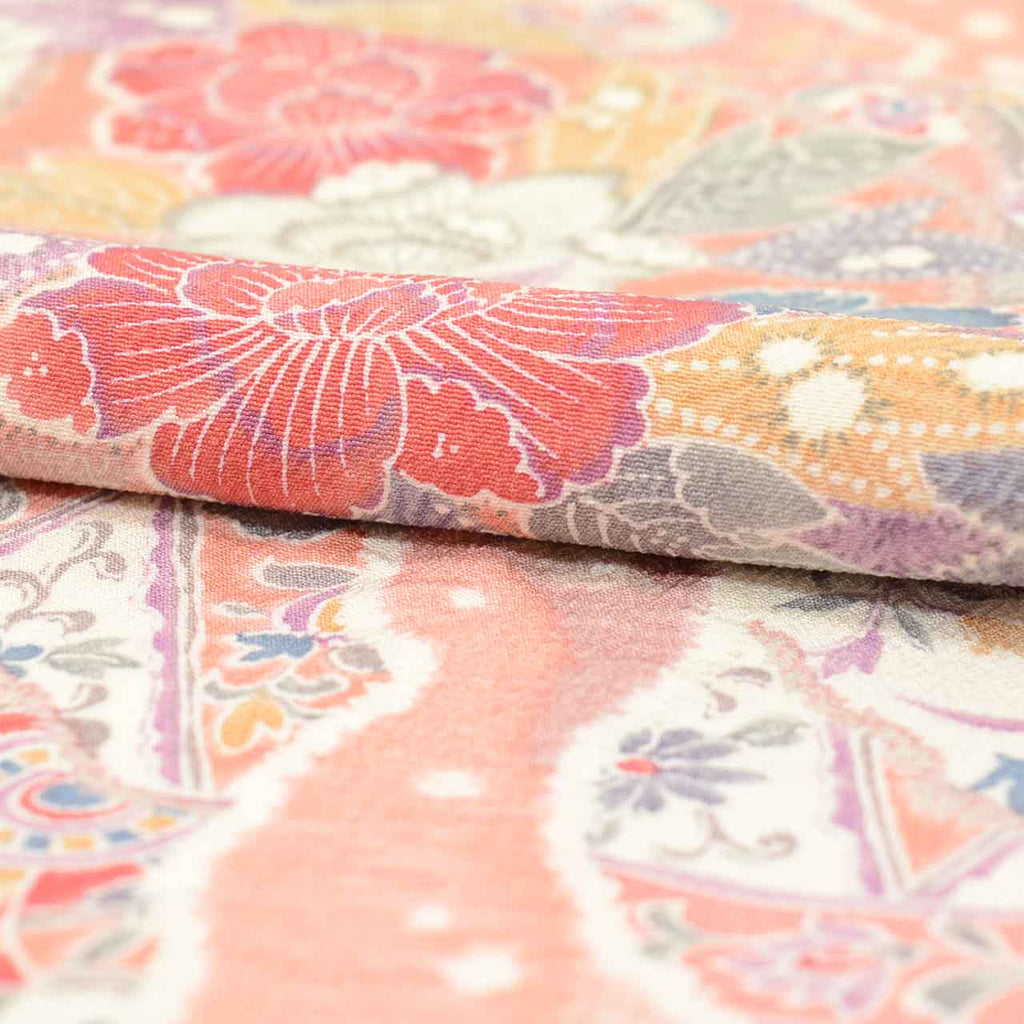 [Used] Recycled Kimono, Komon style, Pure Silk, Size L, Good Condition, Length 161.5cm (63.6in), Sleeve Length 65.0cm (25.6in), Lined, Ready-made, Pink, Floral, Silk, Reused uu2804b 