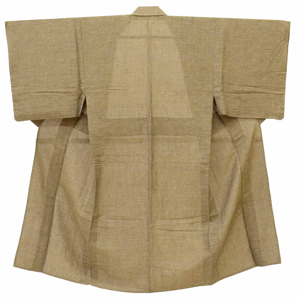 Vintage Japanese Kimono | Men's Summer Kimono | Brown Hemp Cotton | Solid | Unused | Size S | Sustainable | Sustainable | uu2806b